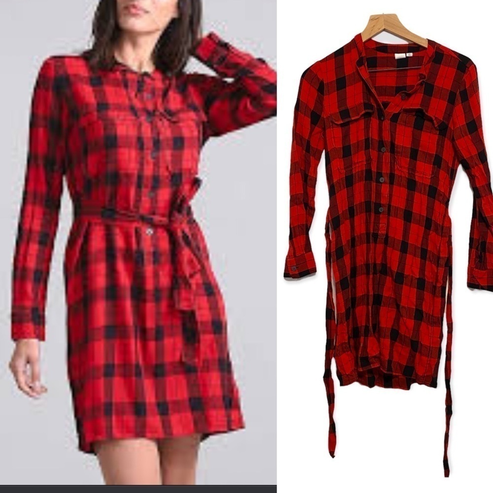 Gap XS plaid flannel dress